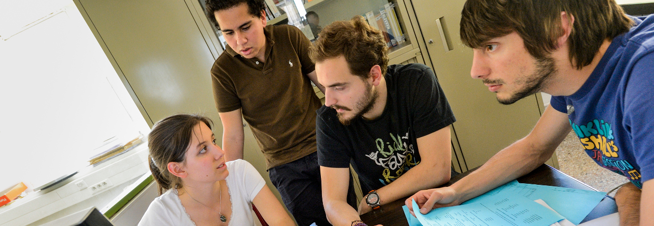 Visuel présentant un groupe d'étudiants en phase d'analyse