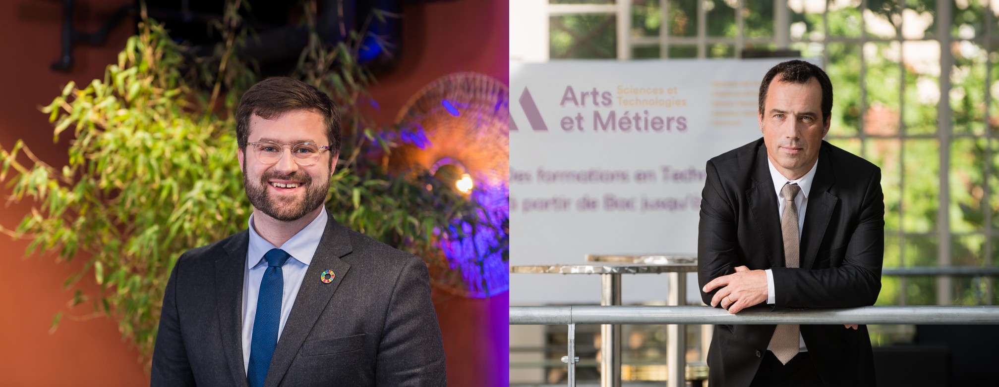 Thomas Friang, directeur général de l'Institut Open Diplomacy et créateurorganisateur des RDD, et Laurent Champaney, directeur général d’Arts et Métiers.