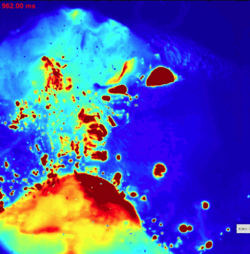 capture ecran Combustion d’un amas de poudres
