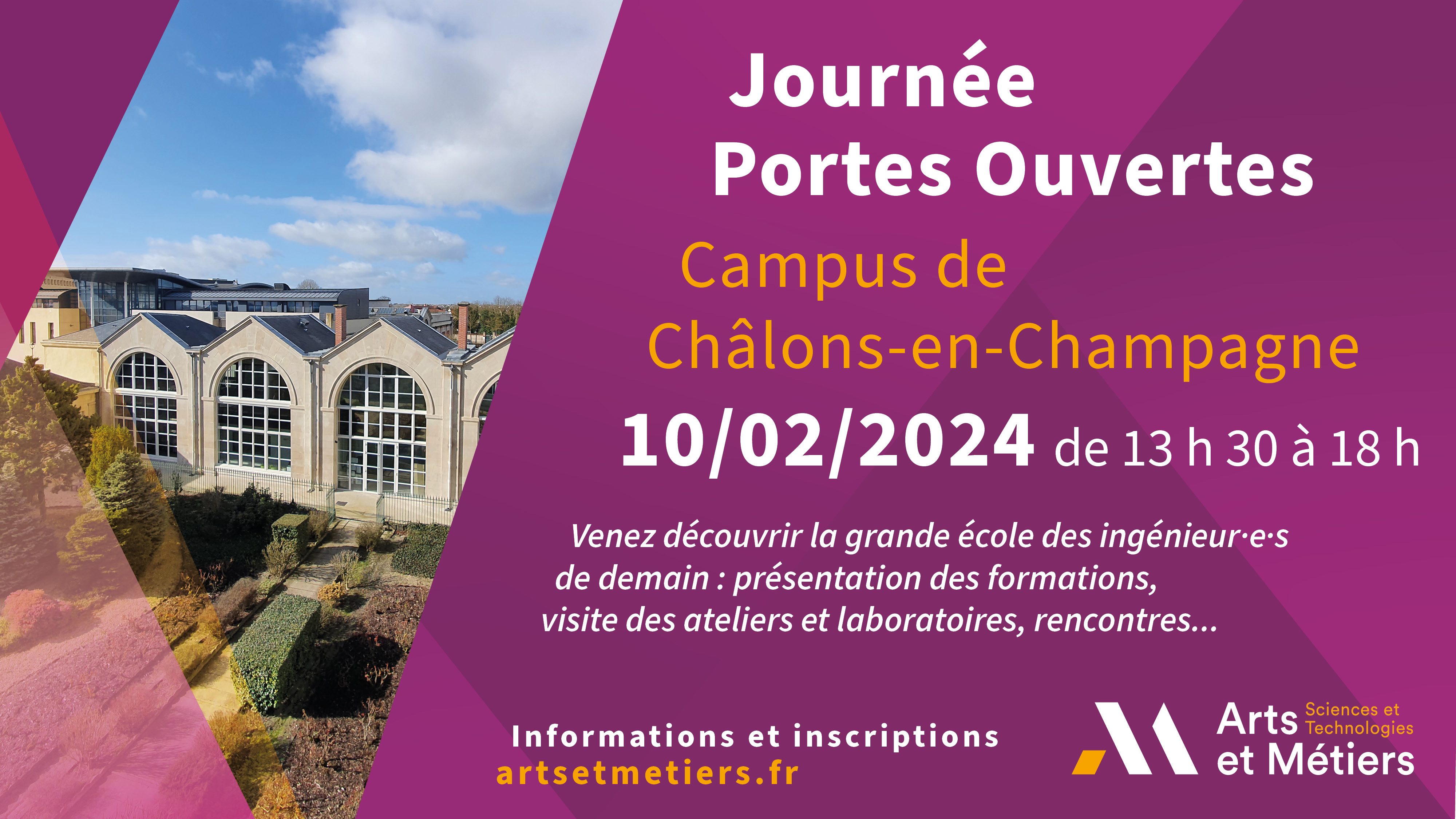 banner journées portes ouvertes jpo 2024 chalons en champagne Arts et metiers ensam