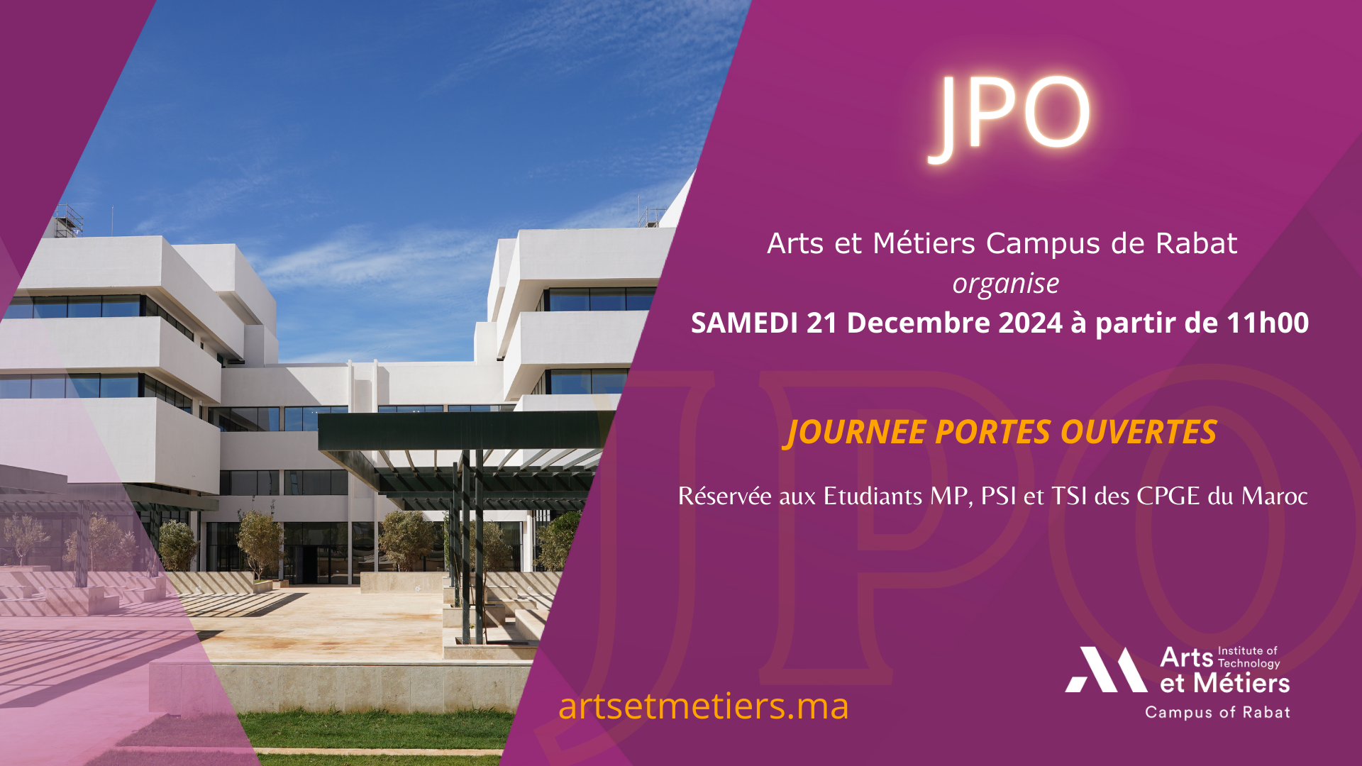 Journée Portes Ouvertes 2025 - Campus de Rabat | Arts et métiers