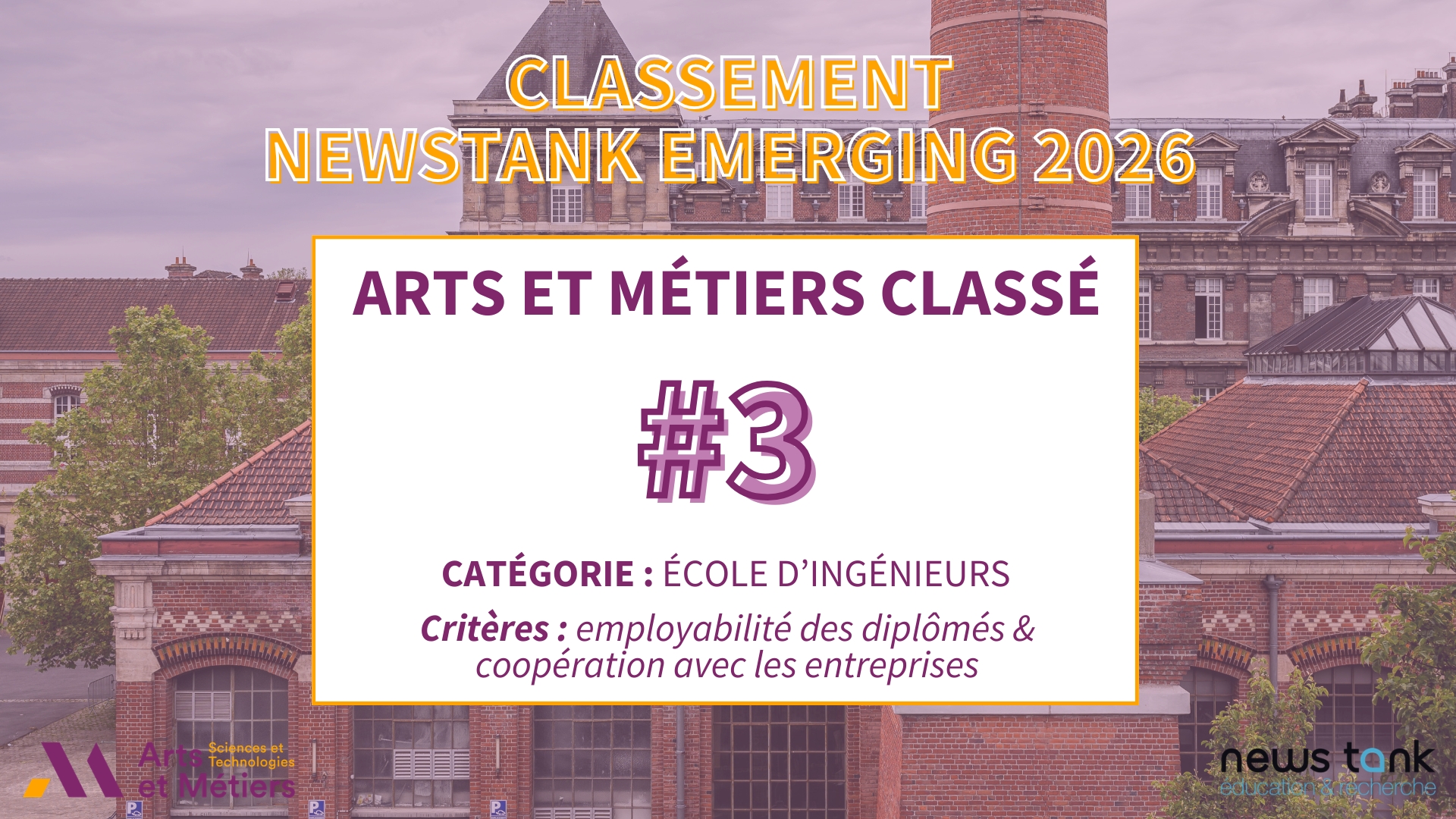 Classement News Tank-Emerging 2026 Arts et Métiers ENSAM banner