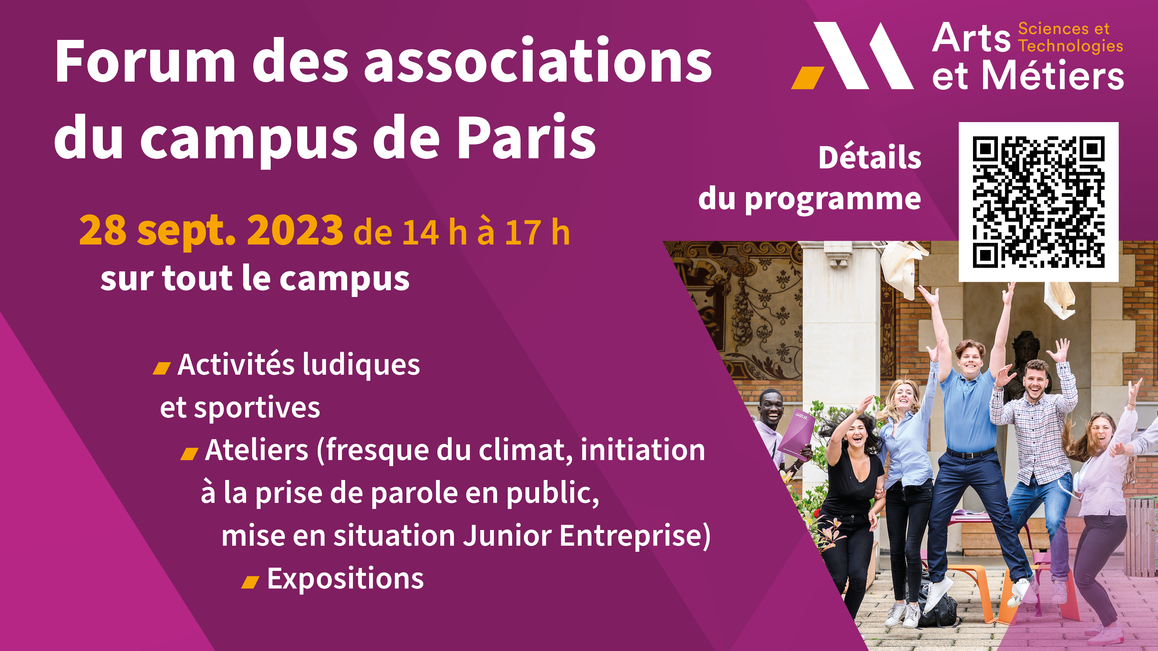 affiche forum des associations du campus de Paris 2023 arts et metiers ensam