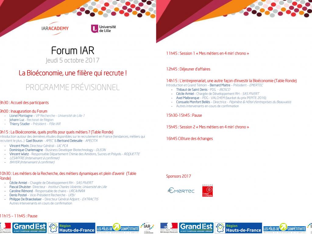 Programme pôle IAR