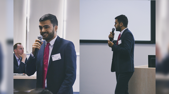 Antoine Yazbeck, élève-ingénieur lors de la finale de l'IET EMEA Present Around The World Regional Final 2018